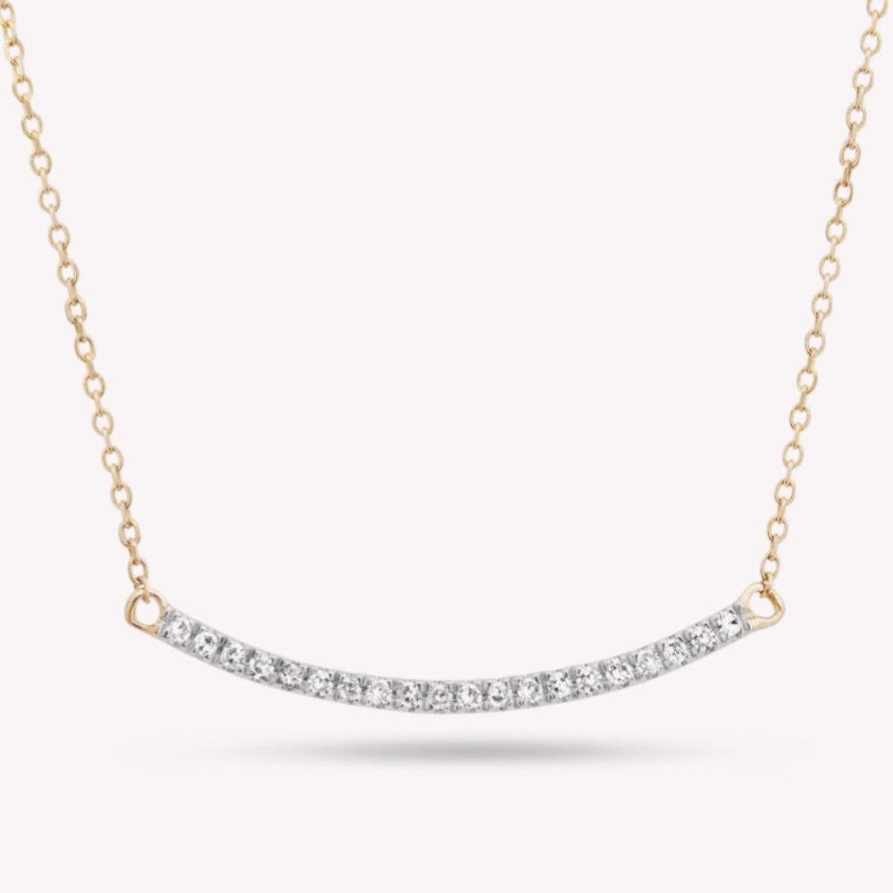 Stone and Strand Tiny Pave Diamond Curve Bar Necklace